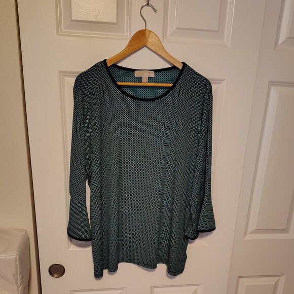 Michael by Michael Kors Blue Geometric 3/4 Sleeve Tee 2XL - Picture 1 of 8